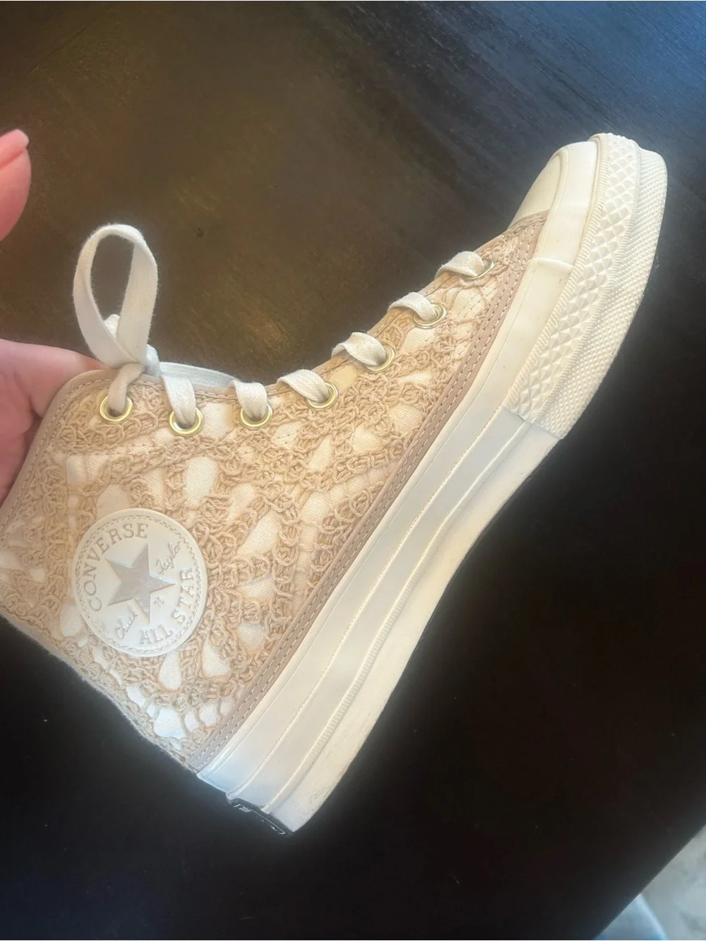 Converse Lace High-Top Sneakers in Cream - Picture 11 of 11